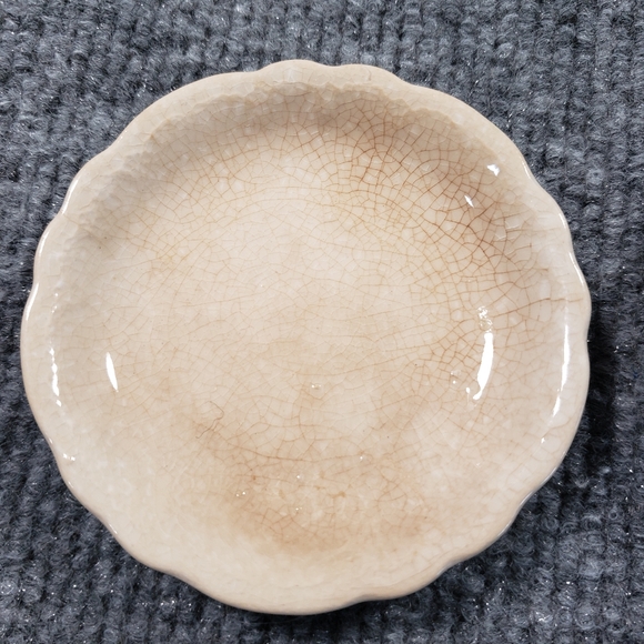 Tan/Cream Vintage Porcelain Butter Pats Some Crazing And Discoloration - Picture 2 of 4